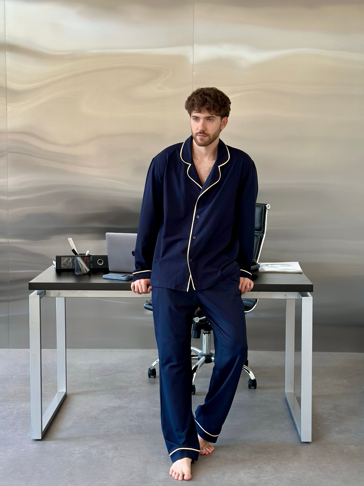 COSY lifestyle — man in navy pajamas