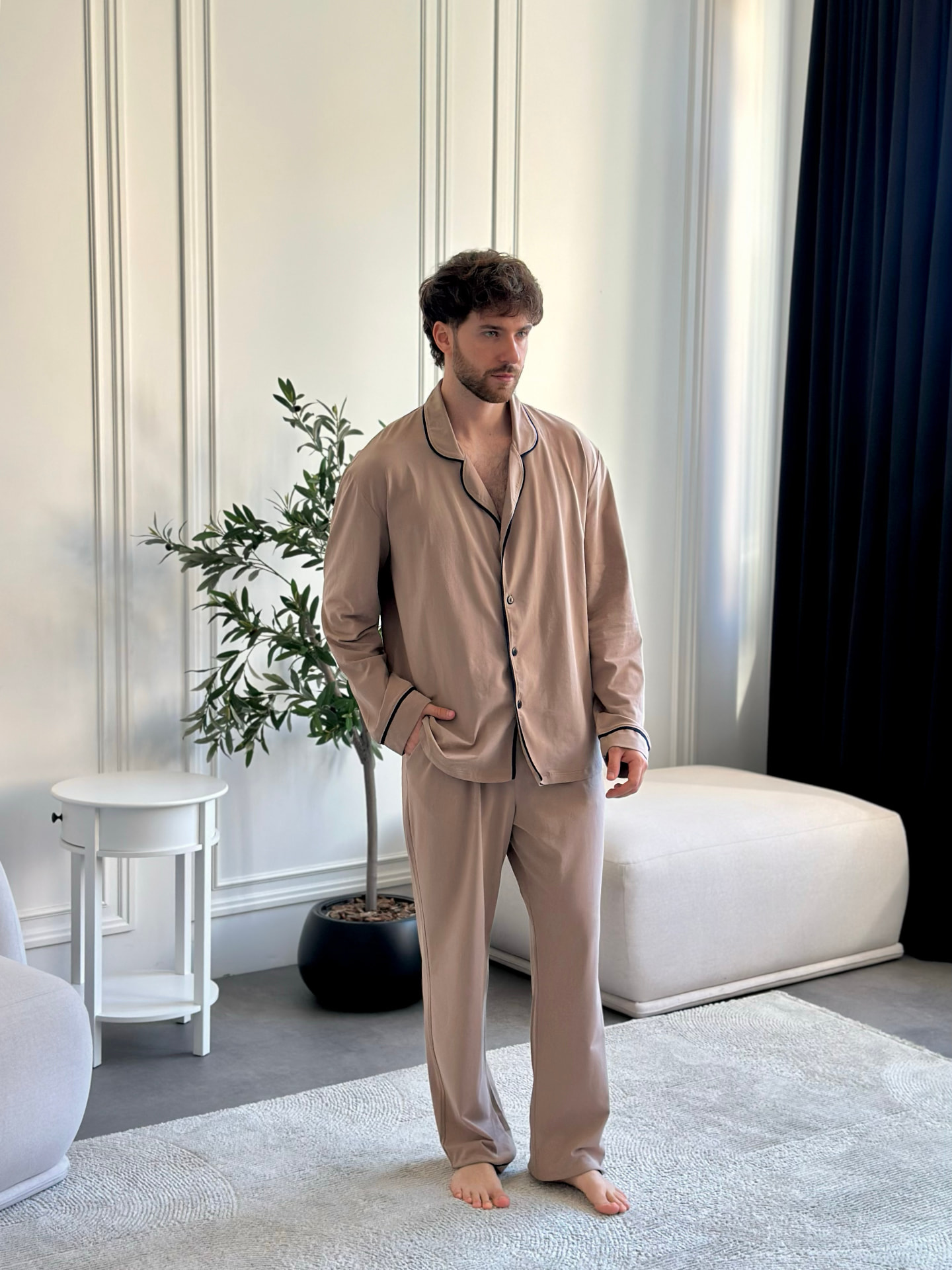 COSY lifestyle — man in latte pajamas